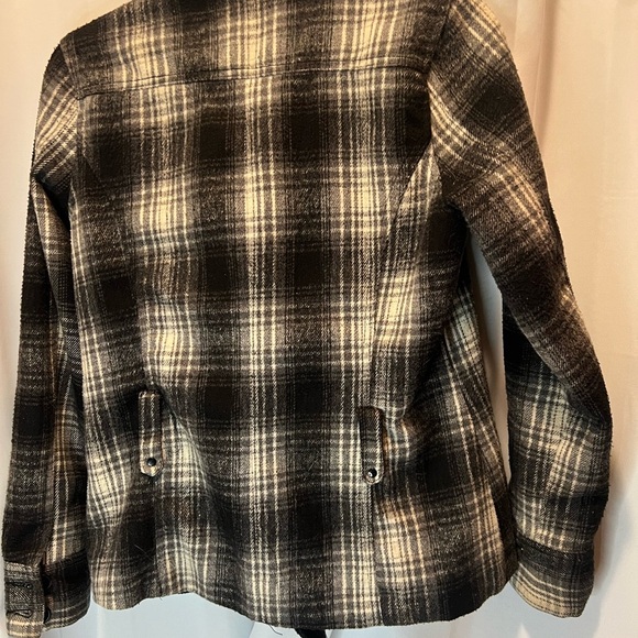 Jou Jou Black and Gray Pea Coat with Plaid Pattern - Picture 5 of 6